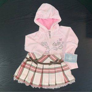 Girl’s 12M KOALA KIDS Pleated Skirt + Pink Velour Fairy Princess Hooded Jacket